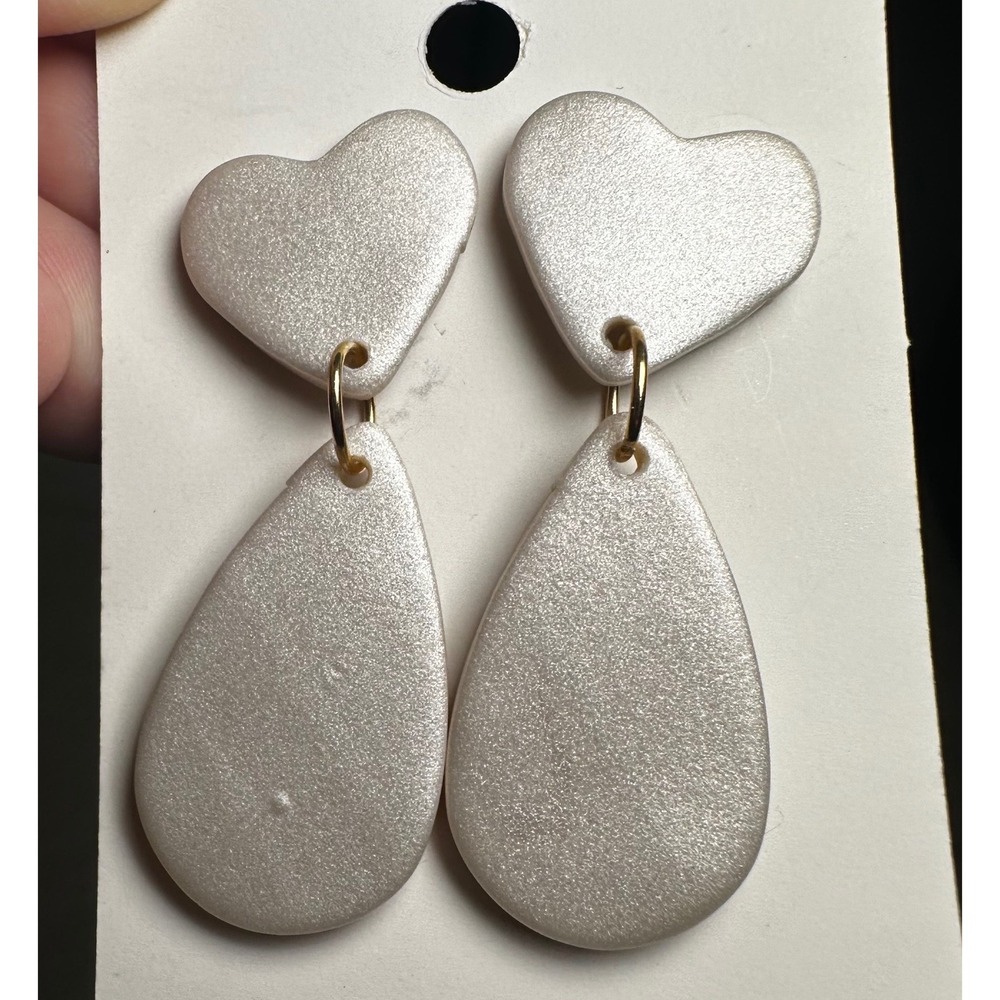 Handmade Earrings by Julissa's Jewelry Heart Drop Post Art Create Polymer Clay - Picture 3 of 3